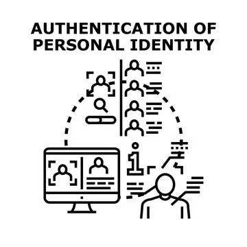 Personal identity authentication accessing secure user data Stock Illustration