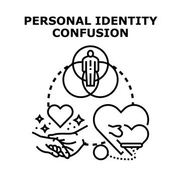 Personal identity confusion concept exploring emotions and relationships Stock Illustration