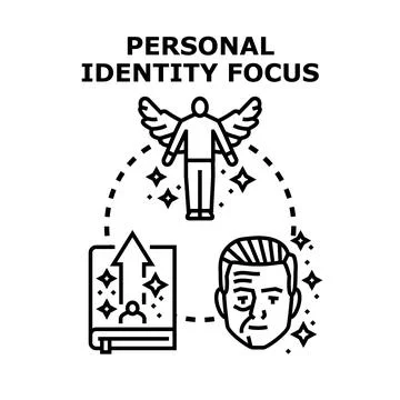Personal identity focus concept developing self improvement Stock Illustration