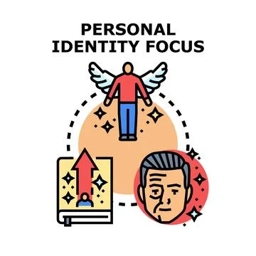 Personal identity focus concept developing self improvement Stock Illustration