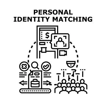 Personal identity matching and verification process concept 스톡 일러스트