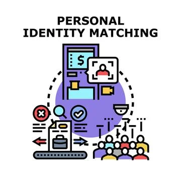 Personal identity matching and verification process concept Illustrazione stock