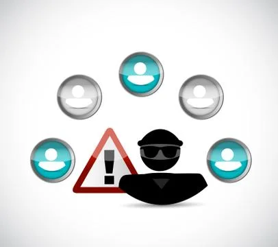 Personal identity warning. hacker and network Stock-Illustration