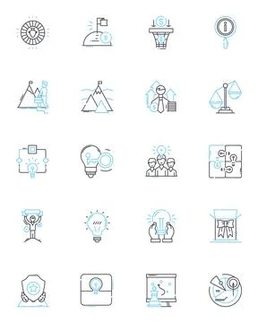 Personal improvement linear icons set. Progress, Growth, Development, Self Illustrazione stock