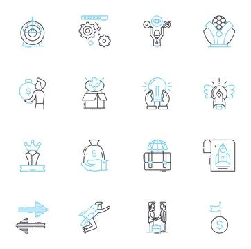 Personal improvement linear icons set. Progress, Growth, Development, Self 库存插图