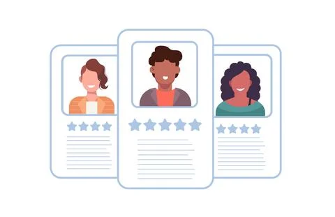 Personal info data with star rating. User or profile card details symbol Stock Illustration