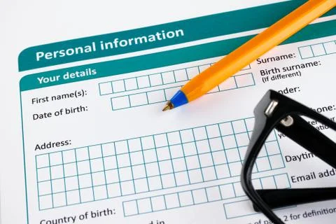 Personal information form Stock Photos