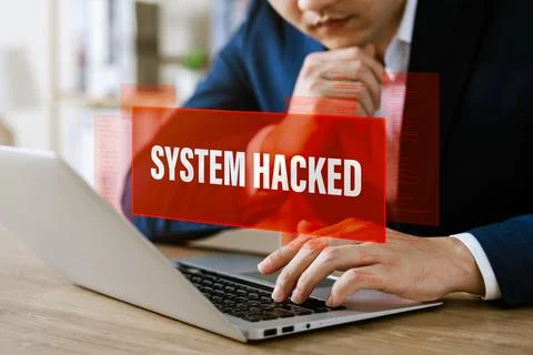 Personal information hacking protection, computer virus detection warning S.. Stock Photos