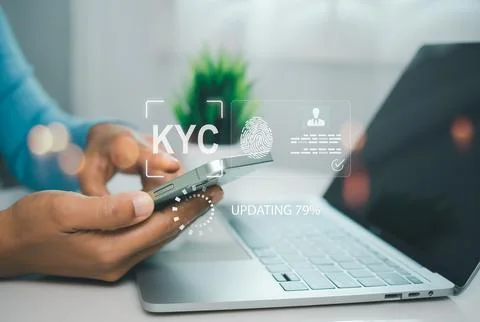Personal information for identification, Human engaging in KYC verification.. Stock Photos