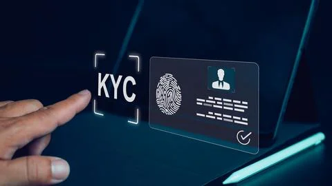 Personal information for identification, Human engaging in KYC verification.. Stock Photos
