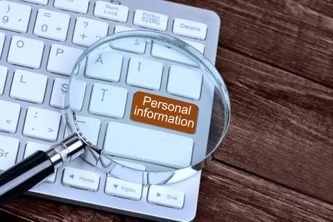 Personal information on keyboard button Stock Photos