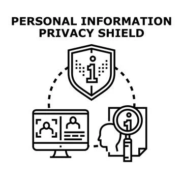 Personal information privacy shield concept vector Ilustración de archivo