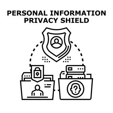 Personal information privacy shield protecting user data Stock Illustration