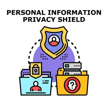 Personal information privacy shield protecting user data Stock Illustration