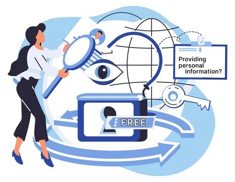 Personal information. Providing personal information online requires safety 库存插图