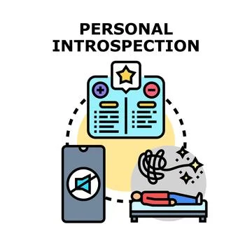 Personal introspection process evaluating pros and cons Stock Illustration