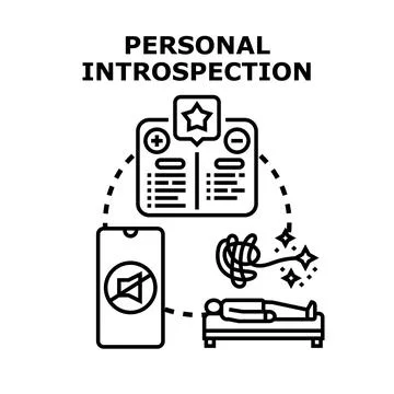 Personal introspection process evaluating pros and cons Stock Illustration