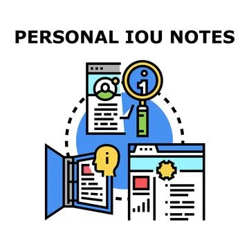 Personal iou notes concept with document management system Illustrazione stock