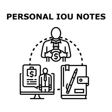 Personal iou notes concept for financial agreement Stock Illustration