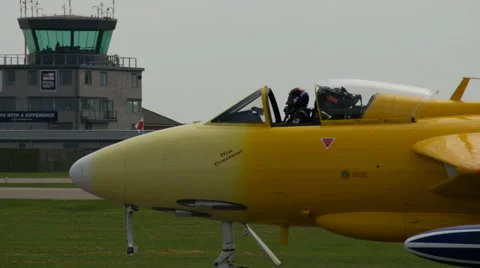 Personal Jet moves down runway Stock Footage 41371892