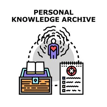 Personal knowledge archive management and information storage vector concept Stock Illustration