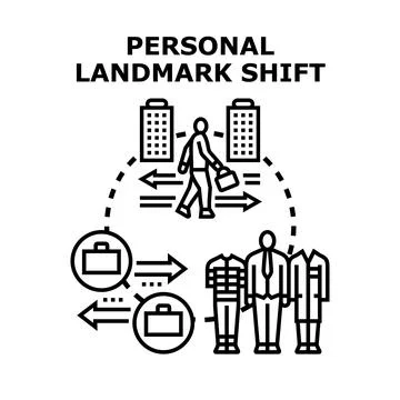 Personal landmark shift in career and life changing concept Stock Illustration