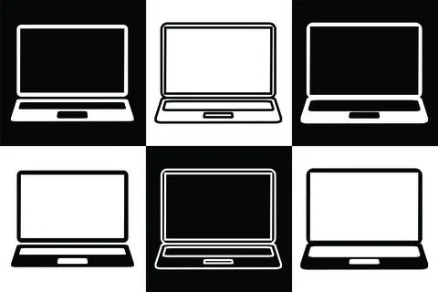 Personal Laptop Computer Icons Set Stock-Illustration