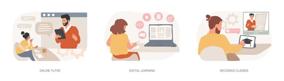 Personal learning isolated concept vector illustration set. Illustrazione stock