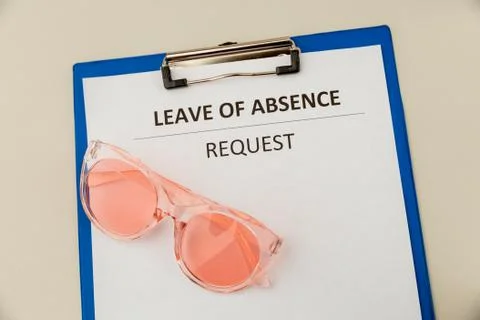 Personal leave ob absence statement form at the desk. Stock Photos