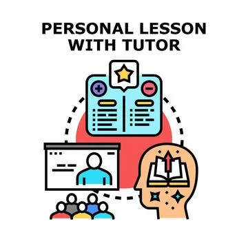 Personal lesson with tutor improving knowledge and skills Stock Illustration