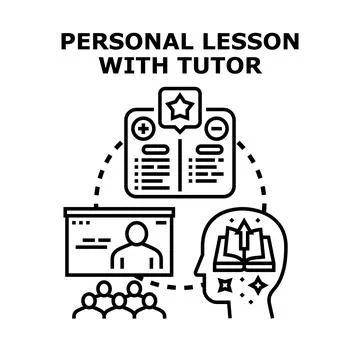Personal lesson with tutor improving knowledge and skills Stock Illustration