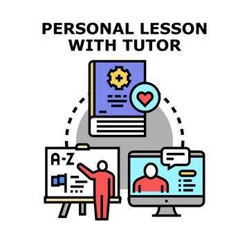 Personal lesson with tutor learning and online education concept Illustrazione stock