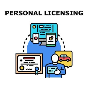 Personal licensing concept connecting digital devices and documents Stock Illustration