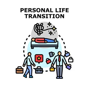 Personal life transition concept changing career path Stock Illustration
