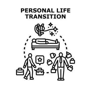 Personal life transition concept changing career path Stock Illustration