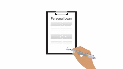 Personal Loan Application Signing Animation with Hand and Pen Stockbeeldmateriaal 336270107