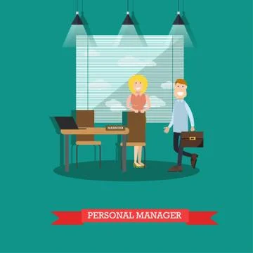 Personal manager concept vector illustration in flat style Stock Illustration