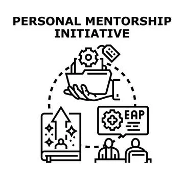 Personal mentorship initiative developing human resources program Stock Illustration