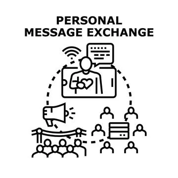 Personal message exchange with influencer and audience Stock Illustration