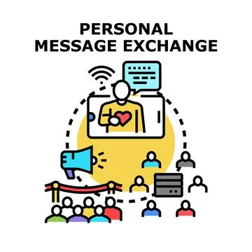 Personal message exchange with influencer and audience Stock Illustration