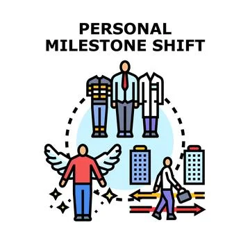 Personal milestone shift and career transformation concept Stock Illustration