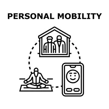 Personal mobility technology supporting elderly health and well being Stock Illustration