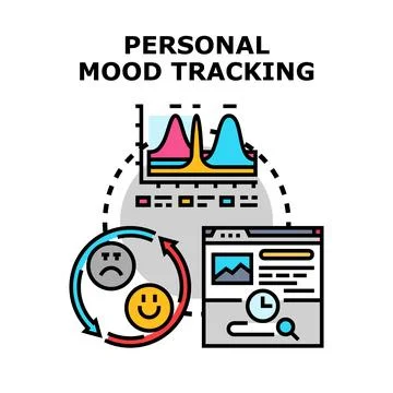 Personal mood tracking app analyzing emotional well being data Stock Illustration