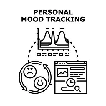Personal mood tracking app analyzing emotional well being data Stock Illustration