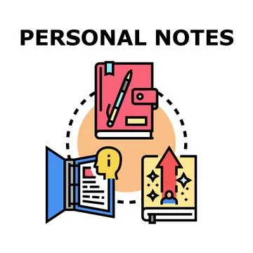 Personal notes concept of thoughts and self development Illustrazione stock