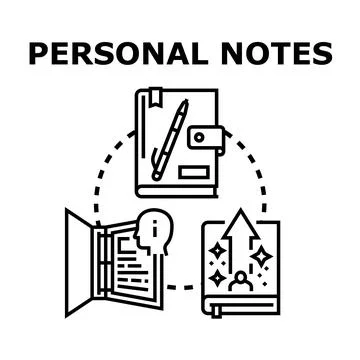 Personal notes concept of thoughts and self development 스톡 일러스트