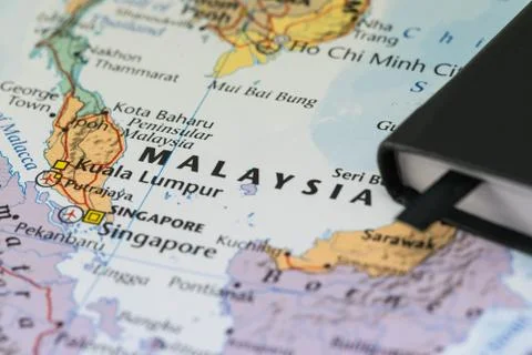 Personal notes of a traveller planning a trip to Malaysia Stock Photos