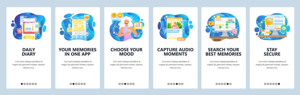 Personal organizer mobile app, note taking, record audio, task management Illustrazione stock