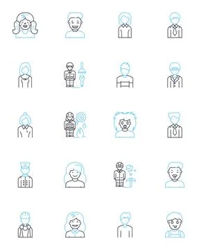 Personal outlook linear icons set. Optimism, Pessimism, Hope, Despair Stock Illustration