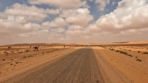 Personal perspective driving along remote desert road, car driver pov 库存影片 279849228